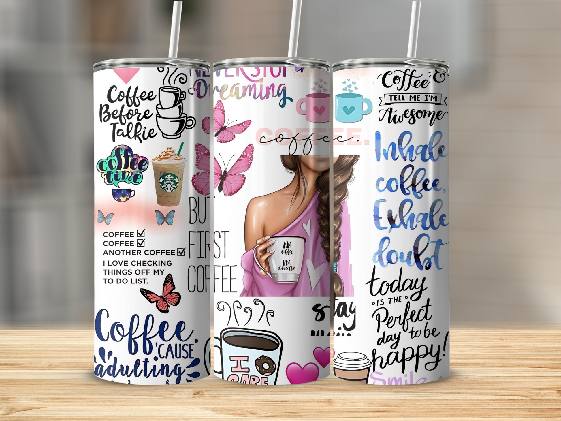 Fun Coffee Quote Graphics on Trendy Tumblers product