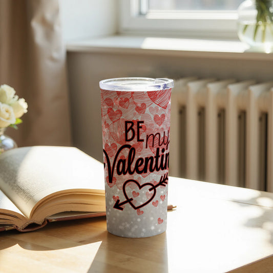 Be My Valentine Travel Mug with Hearts Design
