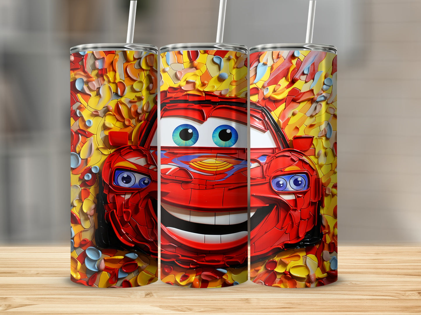 Colorful Cartoon Car Design Insulated Tumbler