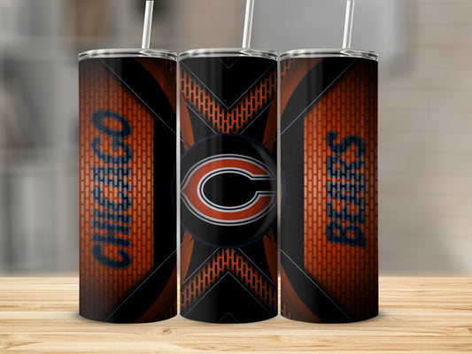 Chicago Bears Football With Logo In Center Tumblers