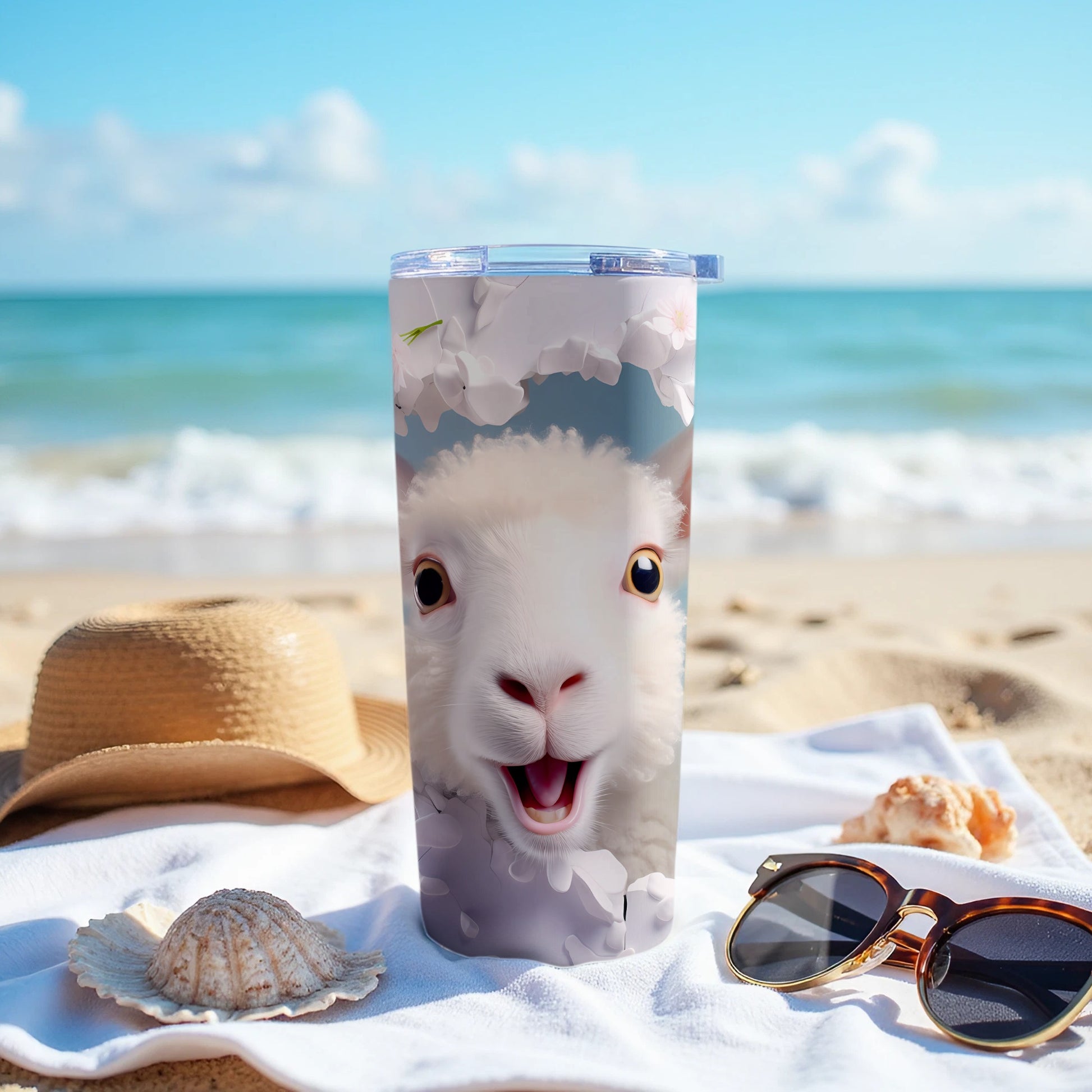 Cute Baby Lamb Floral Beach Ocean Tumbler product type