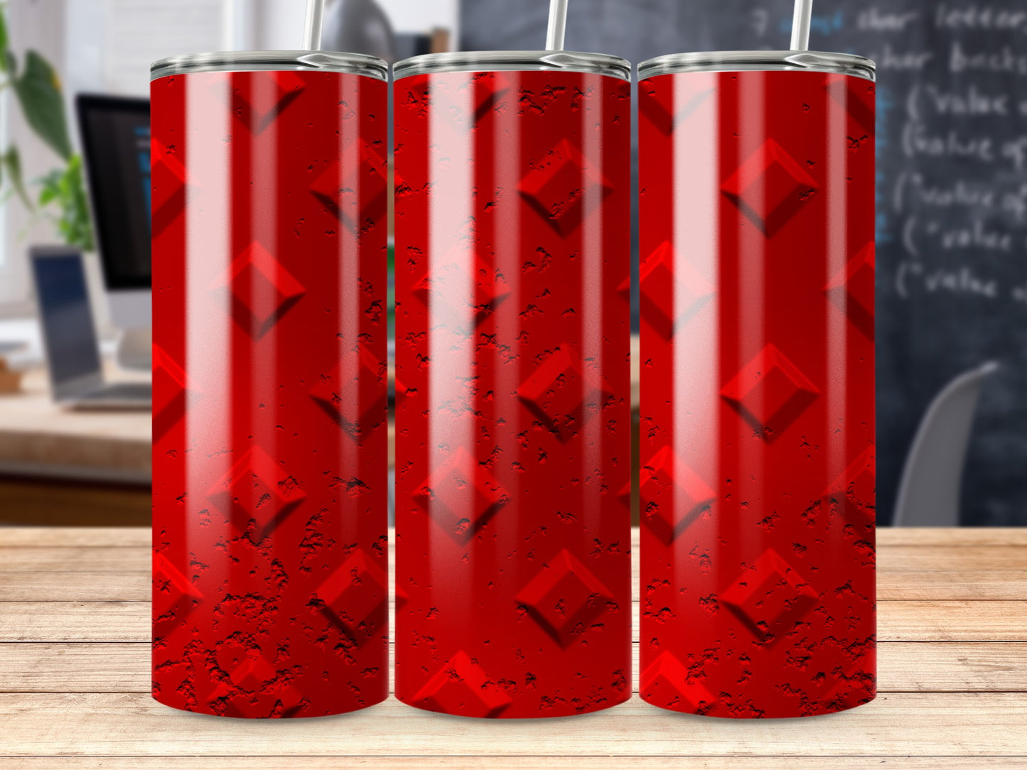 Distressed Red Diamond Plate Textured Tumbler product type
