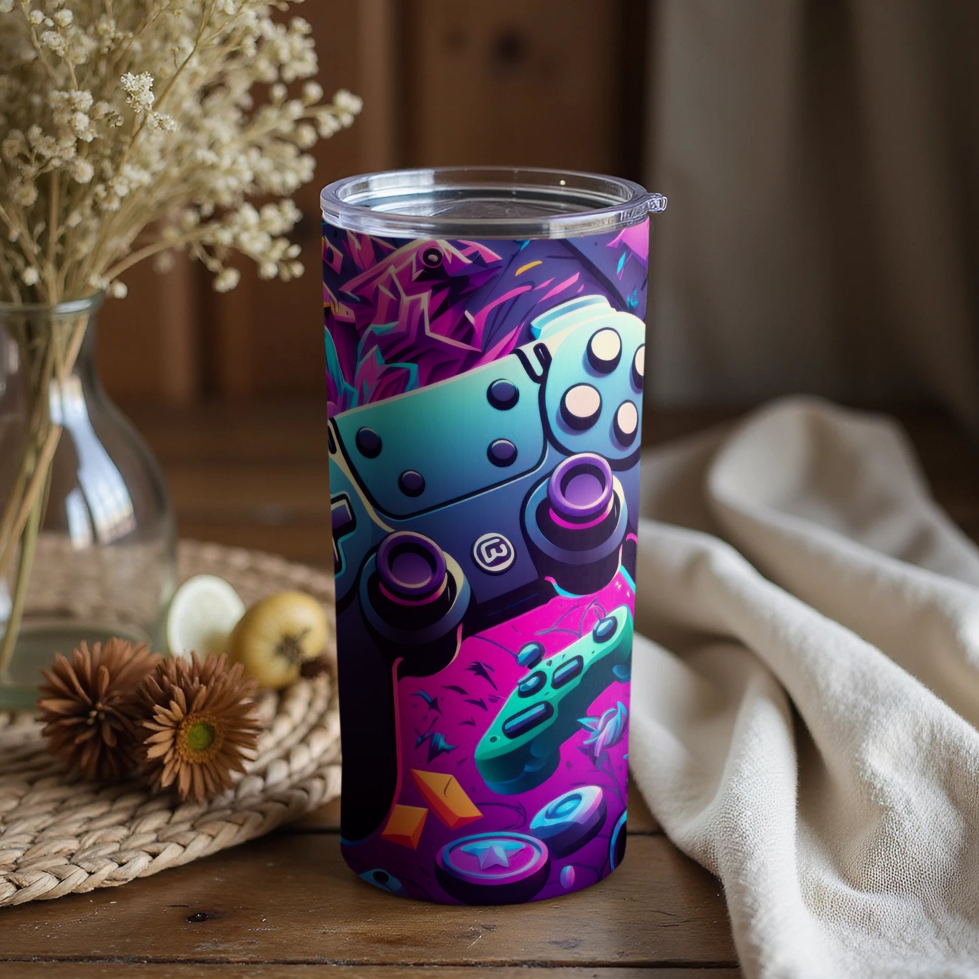 Vibrant Abstract Gaming Art Tumbler for Gamers