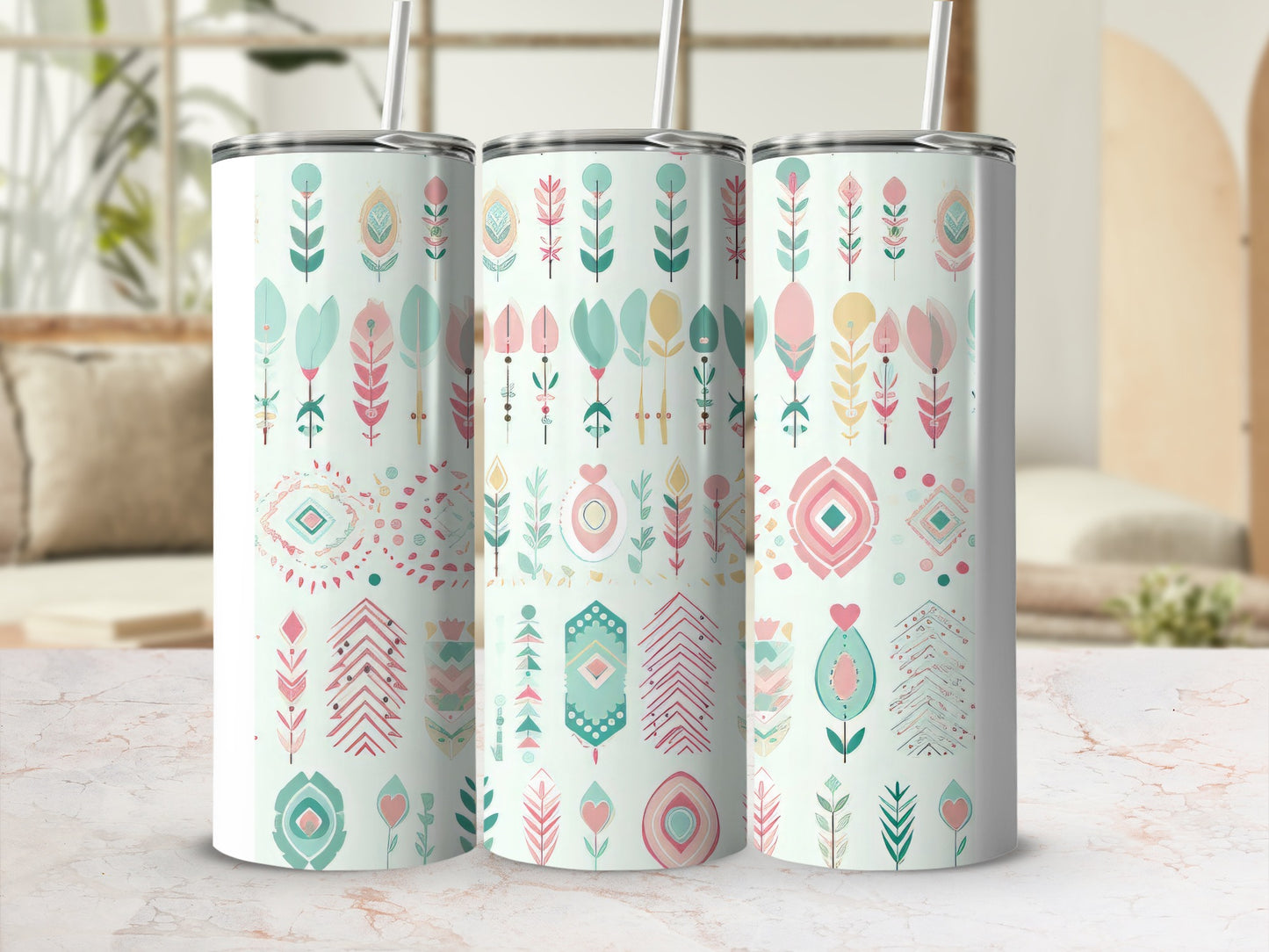 Vibrant Floral Design Stainless Steel Tumbler