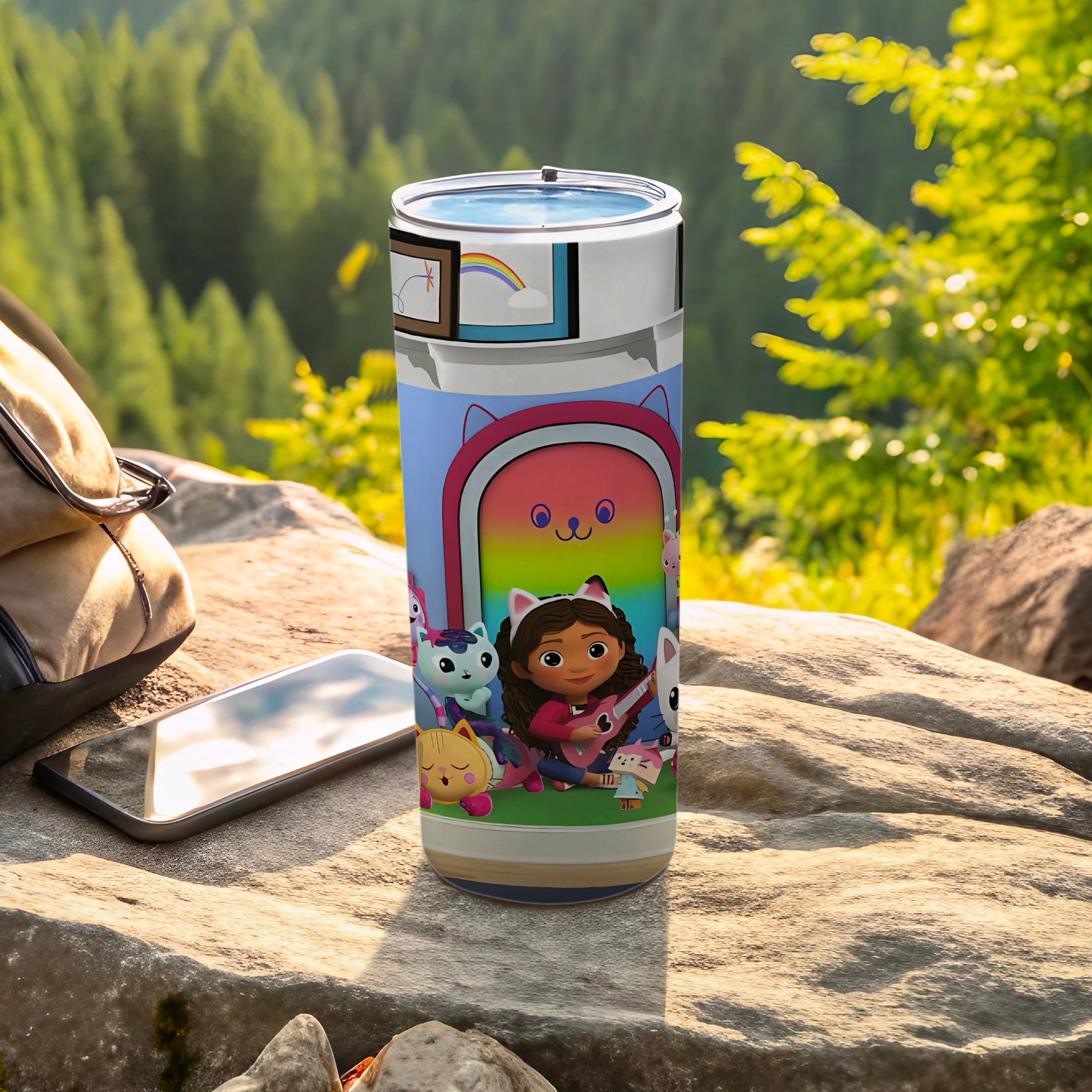 Colorful Tumbler Featuring Cheerful Cartoon Characters