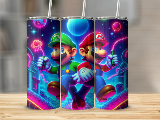Vibrant Mario and Luigi Tumbler Stainless Steel Cup