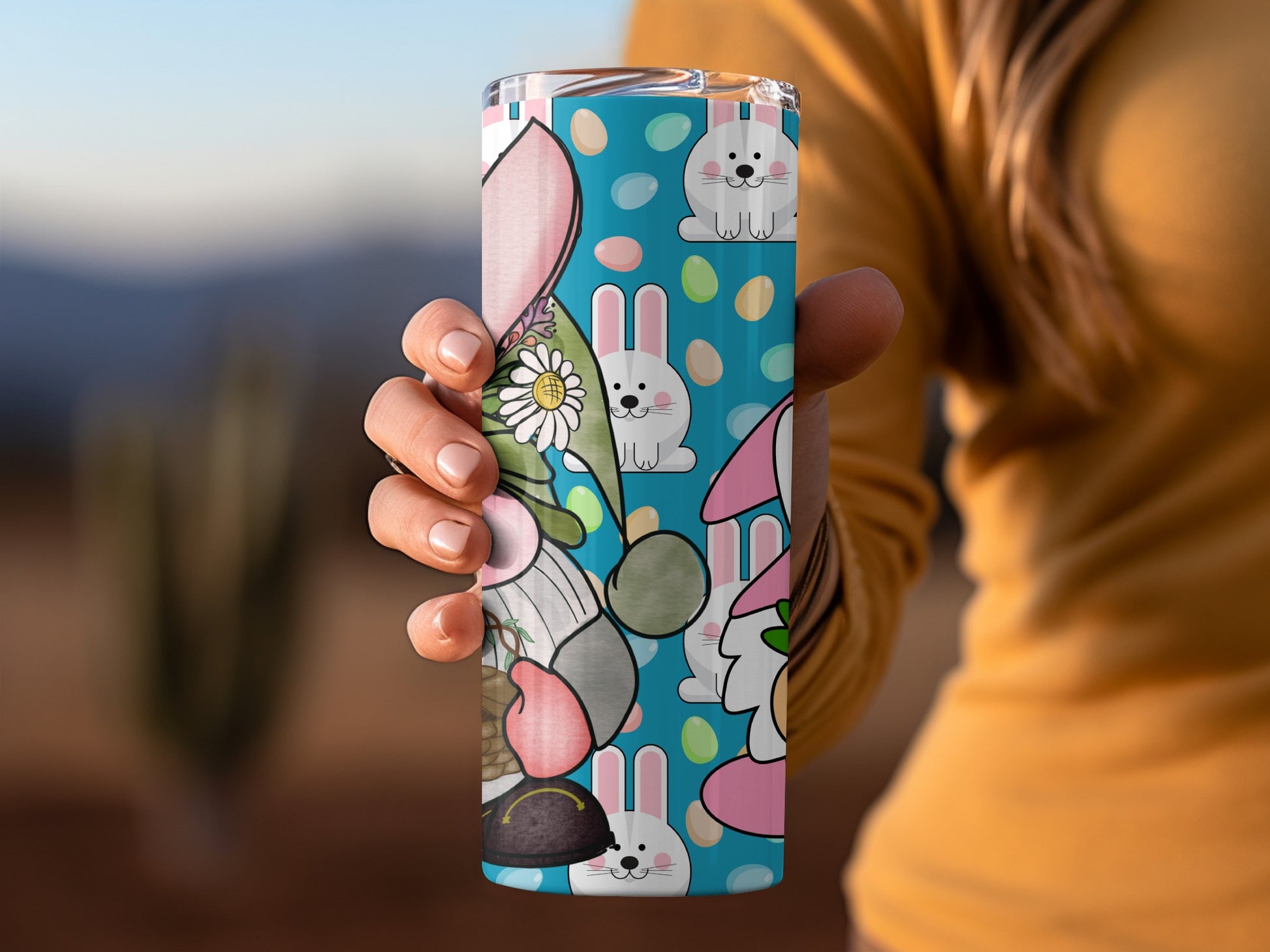 Cute Bunny and Easter Eggs Design Tumbler