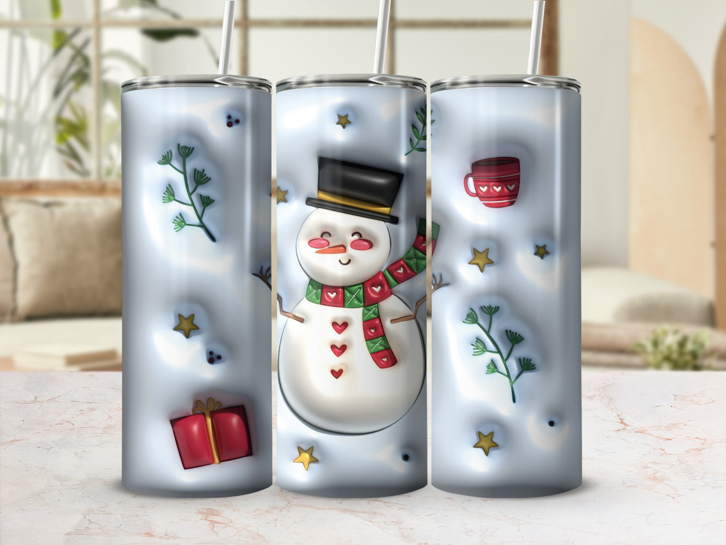 Cute Festive Snowman and Holiday Icons Tumbler