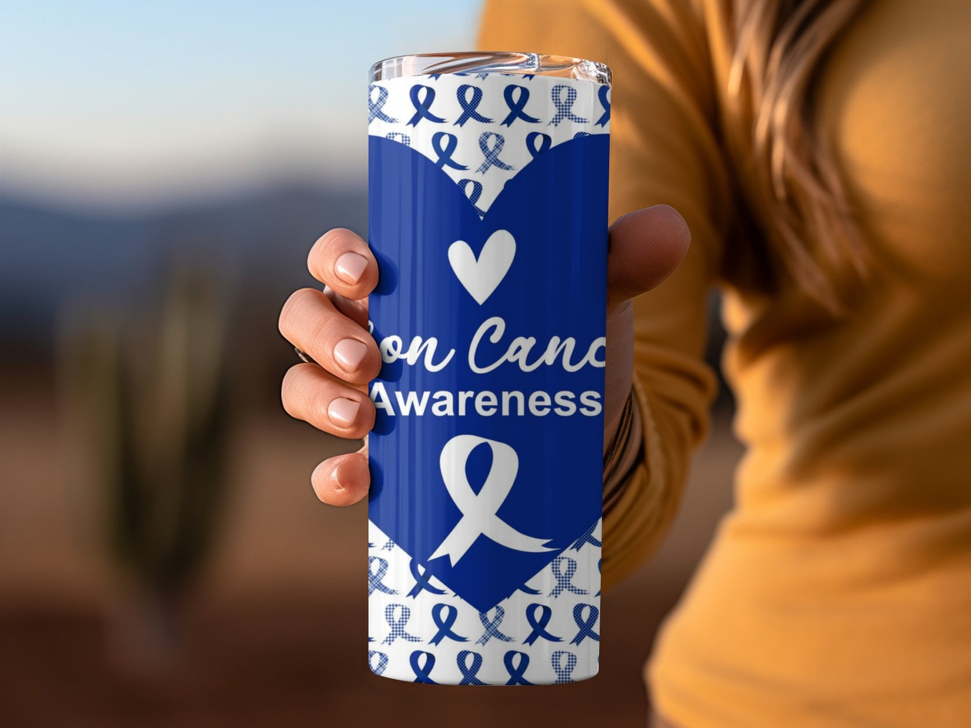 Colon Cancer Awareness Ribbon Tumbler Cup