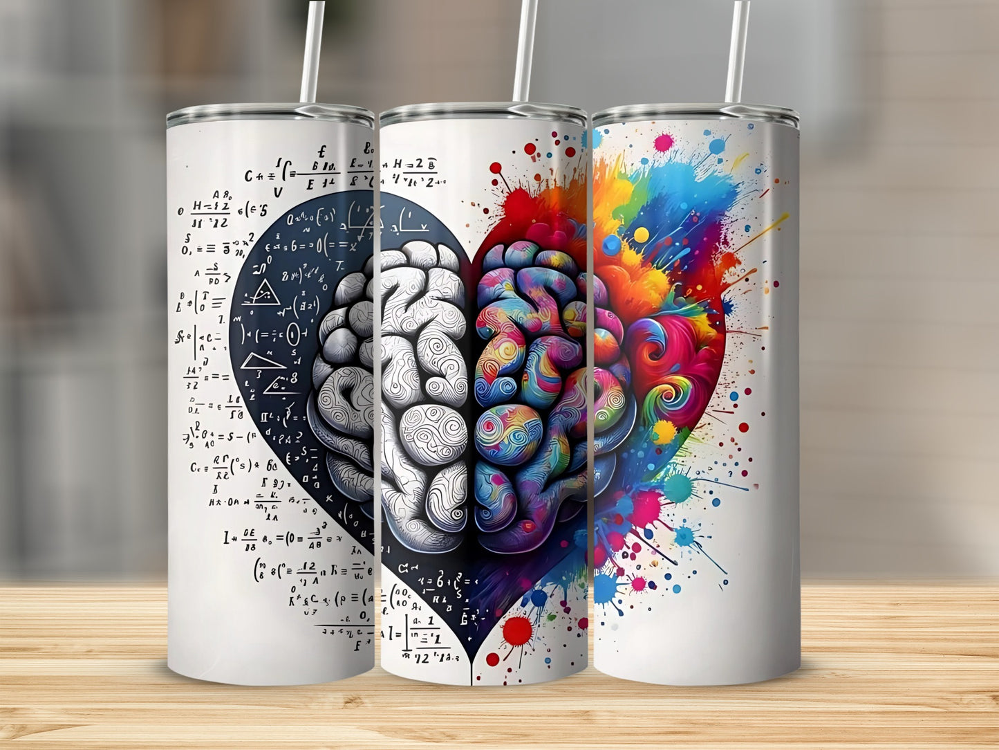 Creative Colorful Brain and Heart Design Tumbler