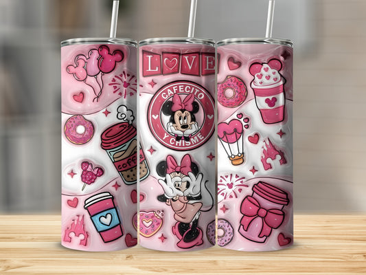 Cute Cafe Themed Tumbler with Adorable Cartoon Design