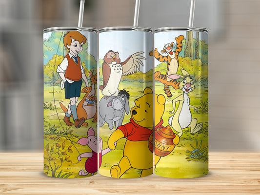Pooh Christopher Robin Friends Hunny Pot Group Scene Tumblers