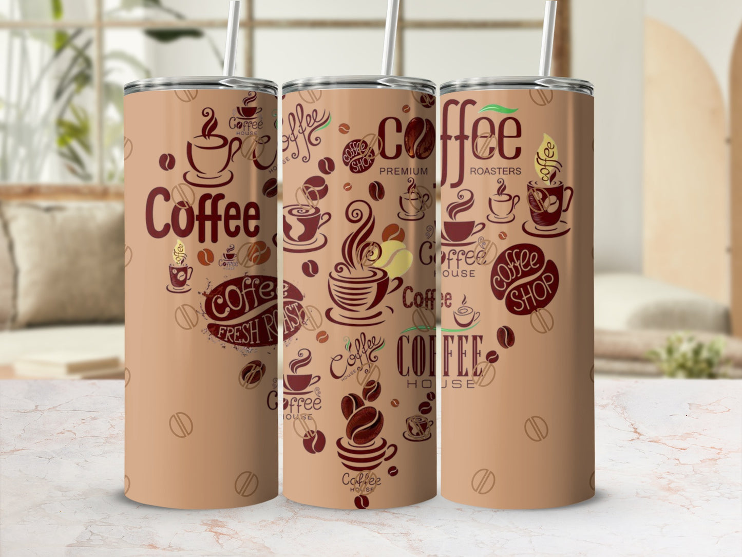 Creative Coffee-Themed Insulated Tumbler Travel Mug