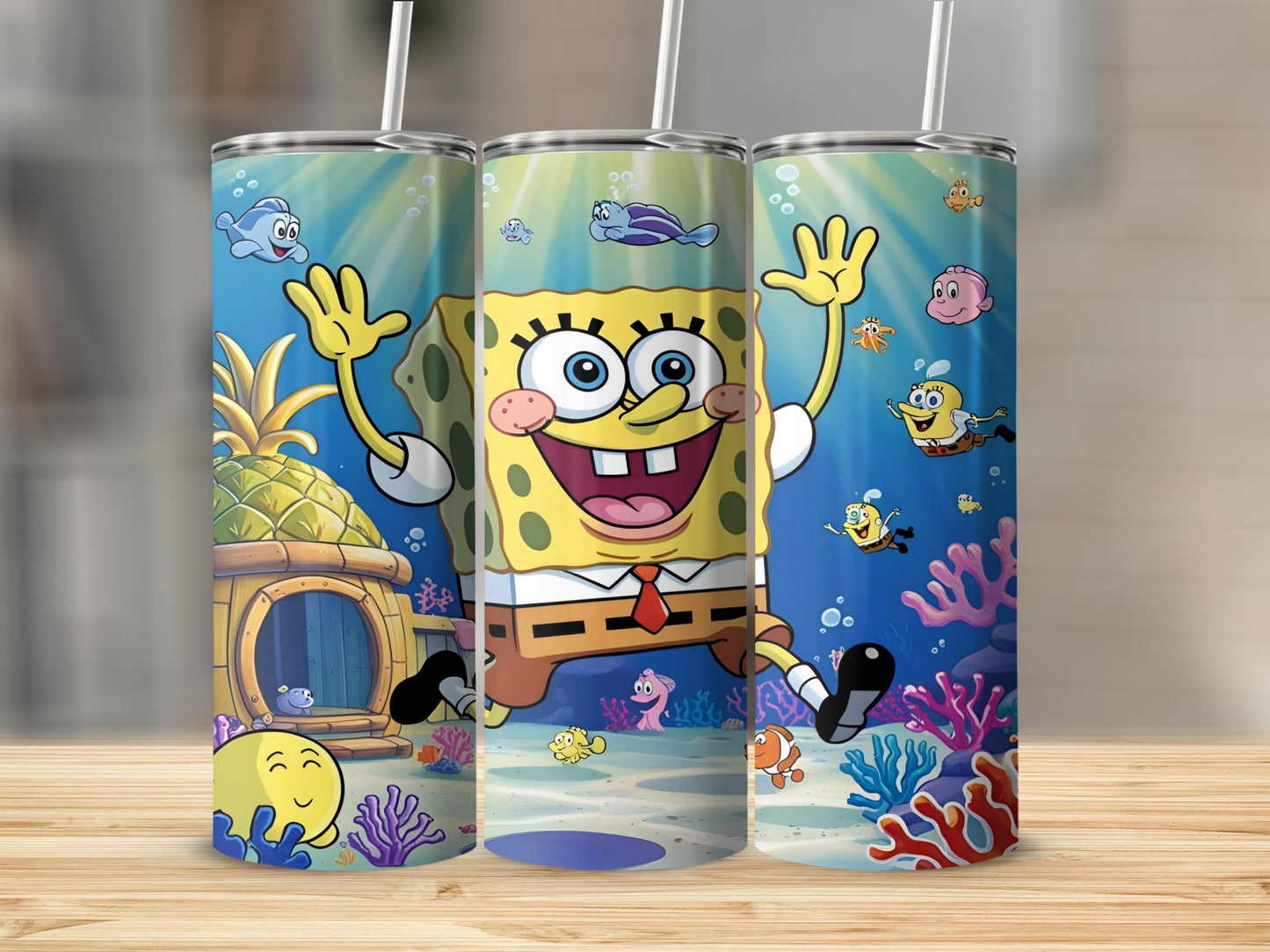 SpongeBob SquarePants and friends enjoying a sunny day at Bikini Bottom.