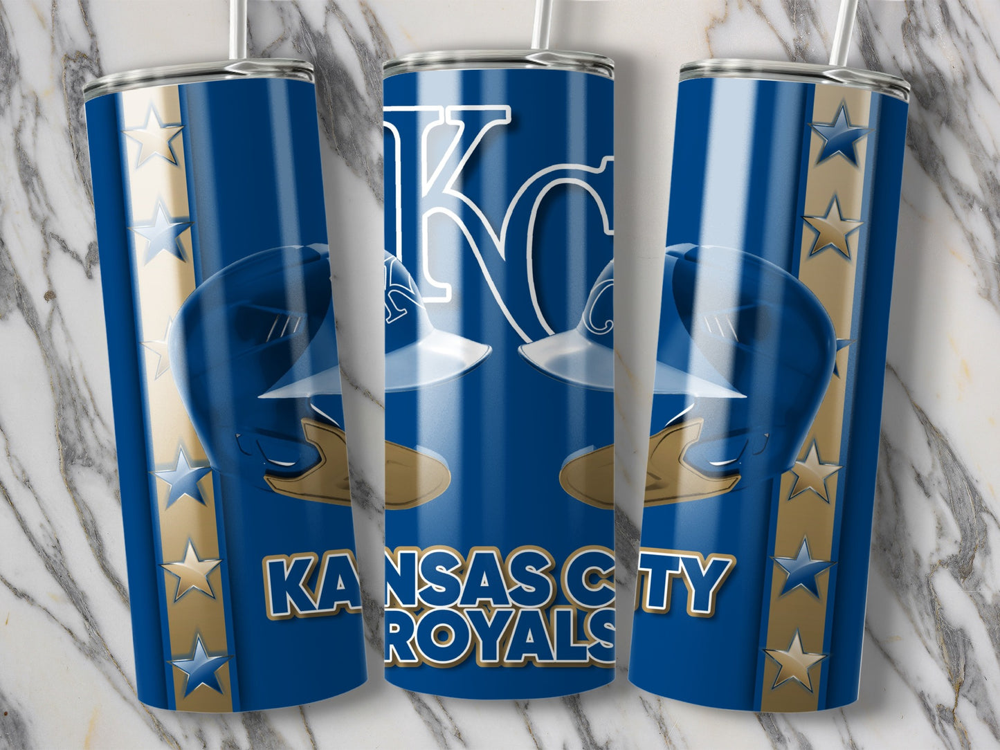 Kansas City Royals Baseball Helmets and Stars Tumblers