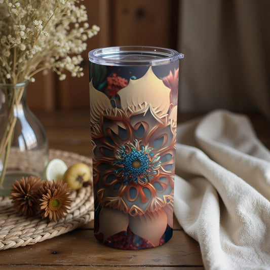Floral Abstract Design Tall Travel Mug