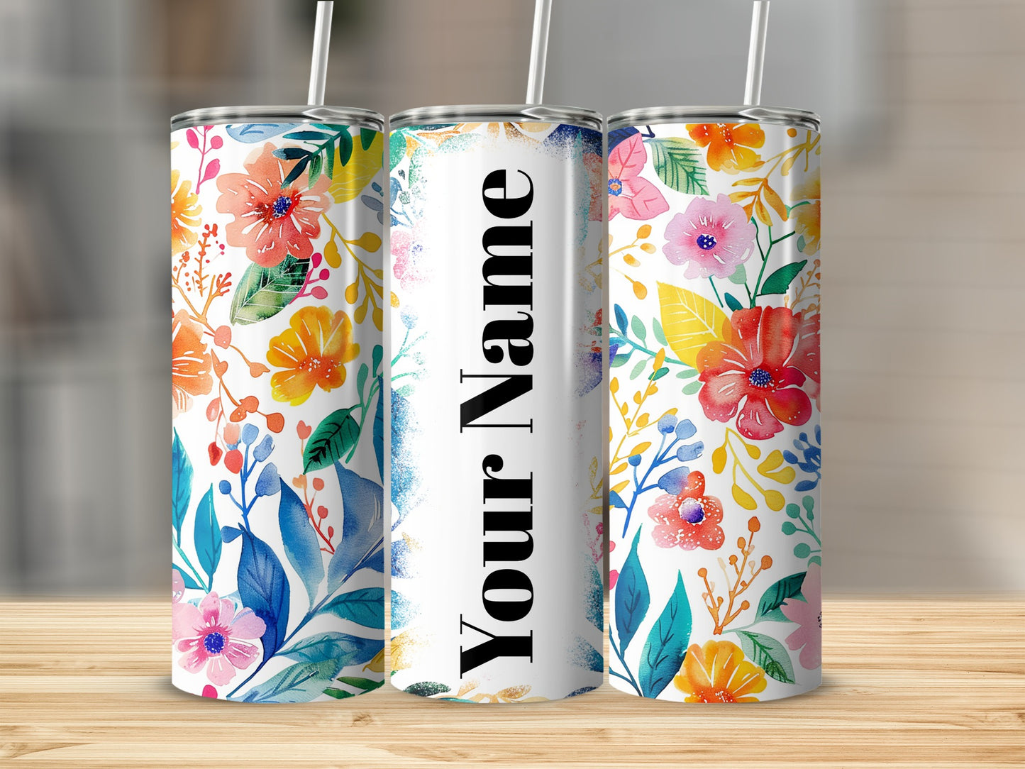 Colorful Floral Design Customized Tumbler Flask