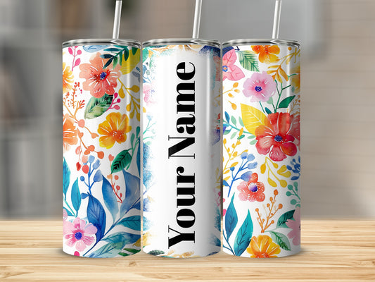 Colorful Floral Design Customized Tumbler Flask