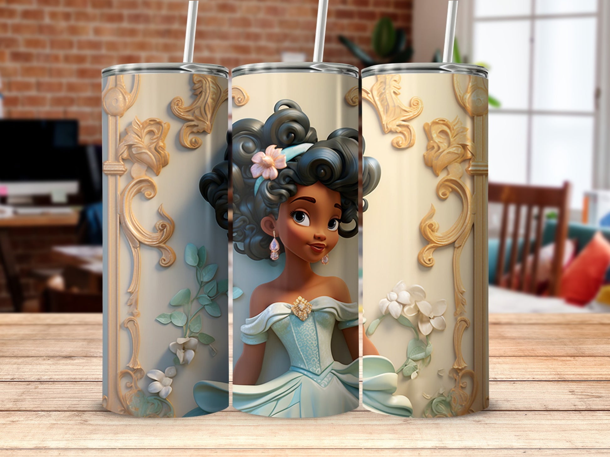 Cute Princess Themed Design Tumbler for Kids and Adults