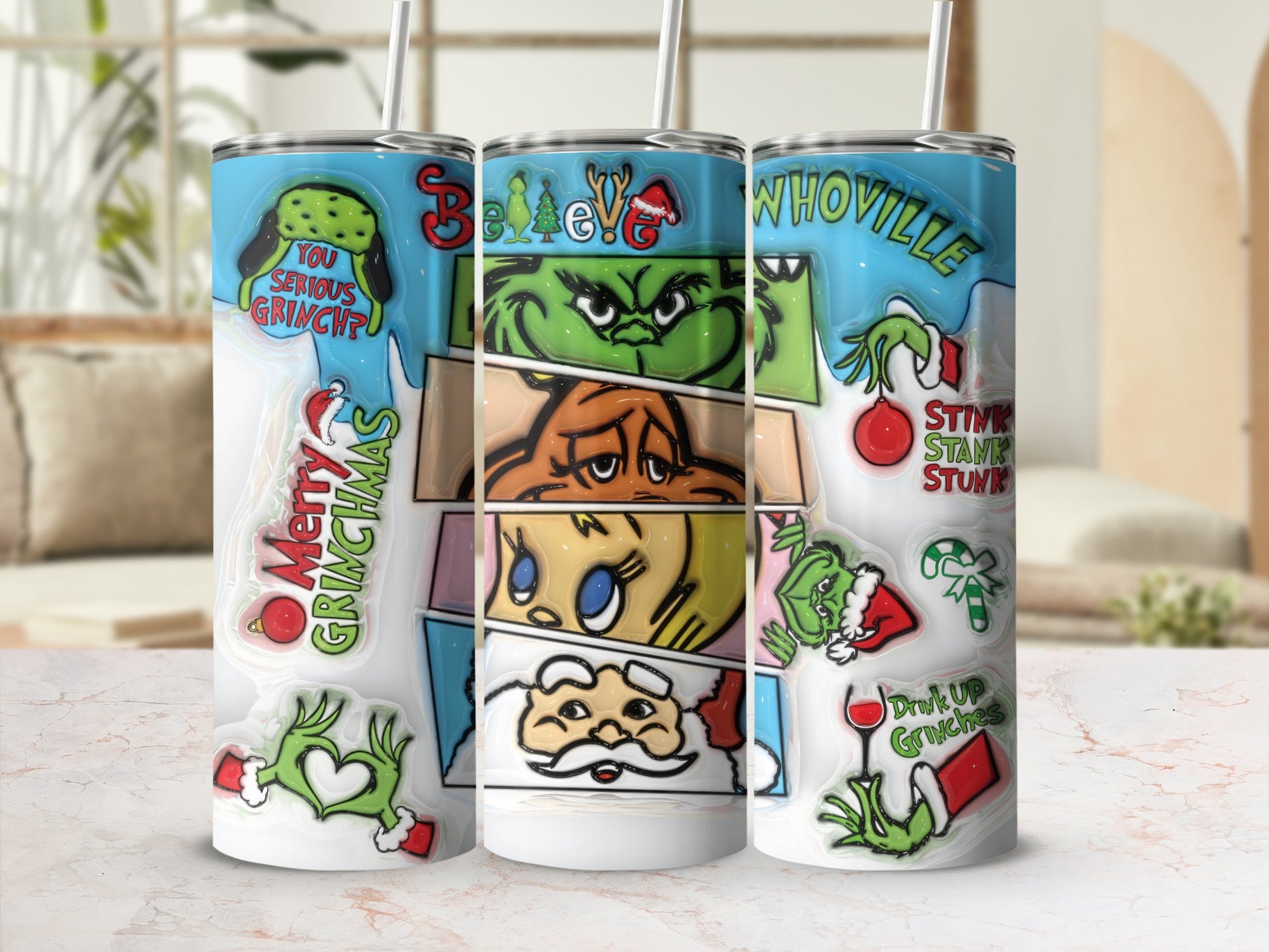 Unique Grinch Character Design Insulated Tumbler