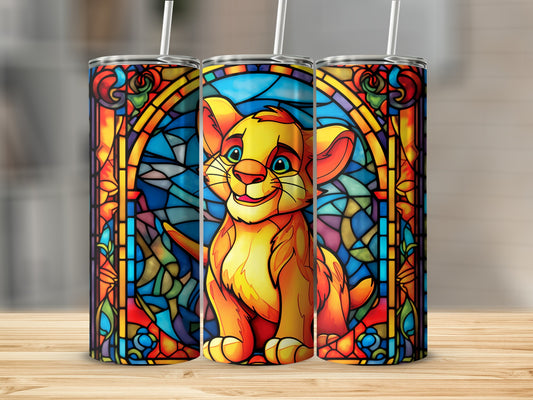 Colorful Stained Glass Lion Artwork Tumbler