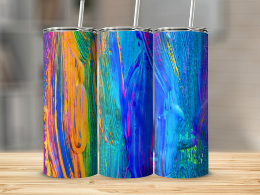 Abstract Fluid Paint Swirls In Vibrant Color Palettes Tumblers