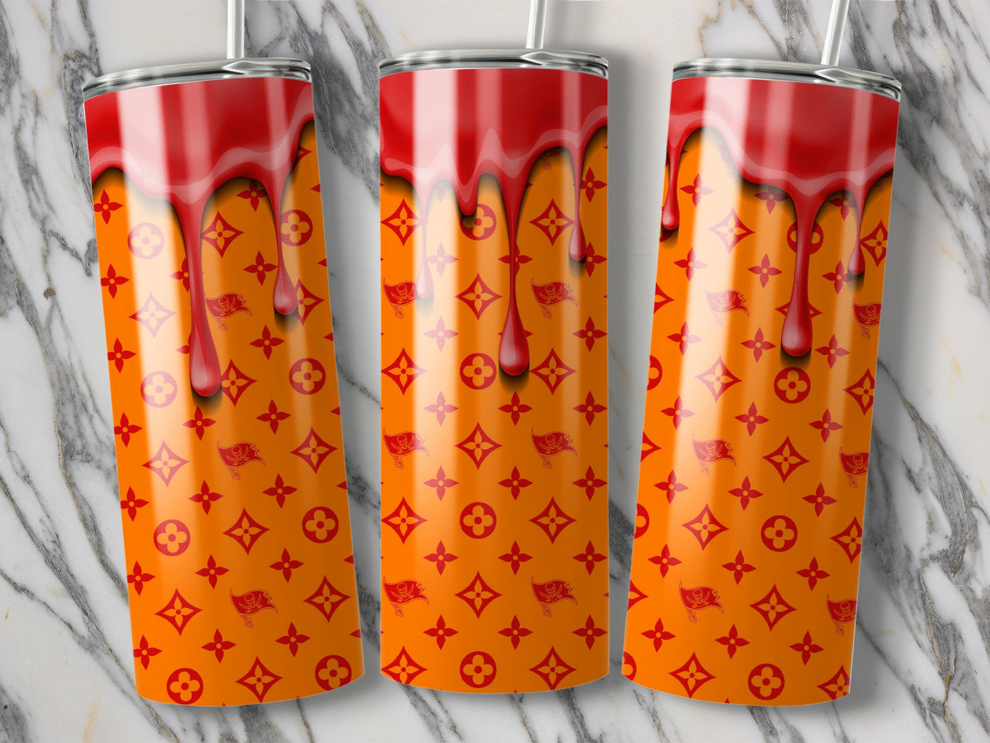 Orange Design Red Drip Buccaneer Graphics Patterned Tumblers