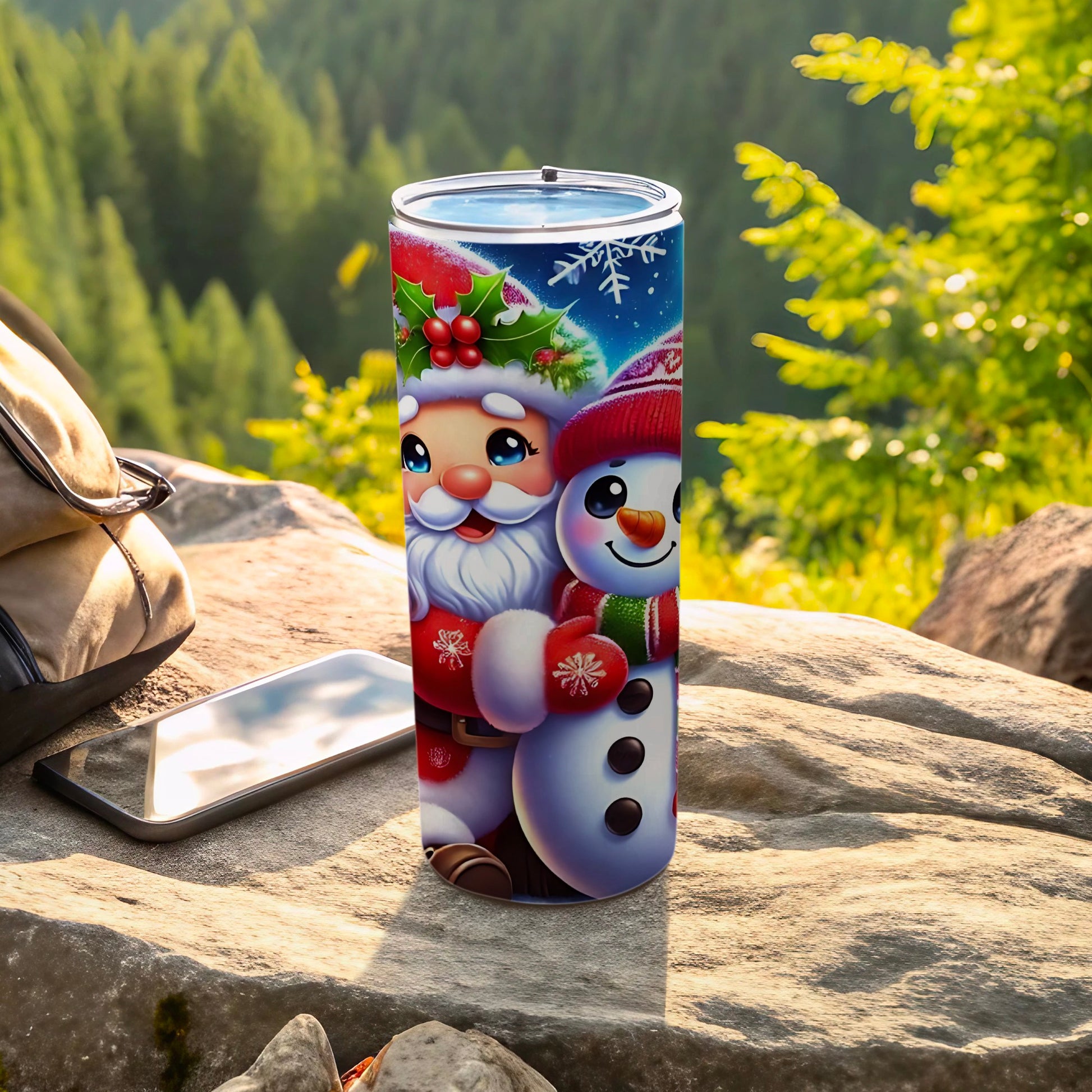 Festive Santa and Snowman Insulated Tumbler Cup