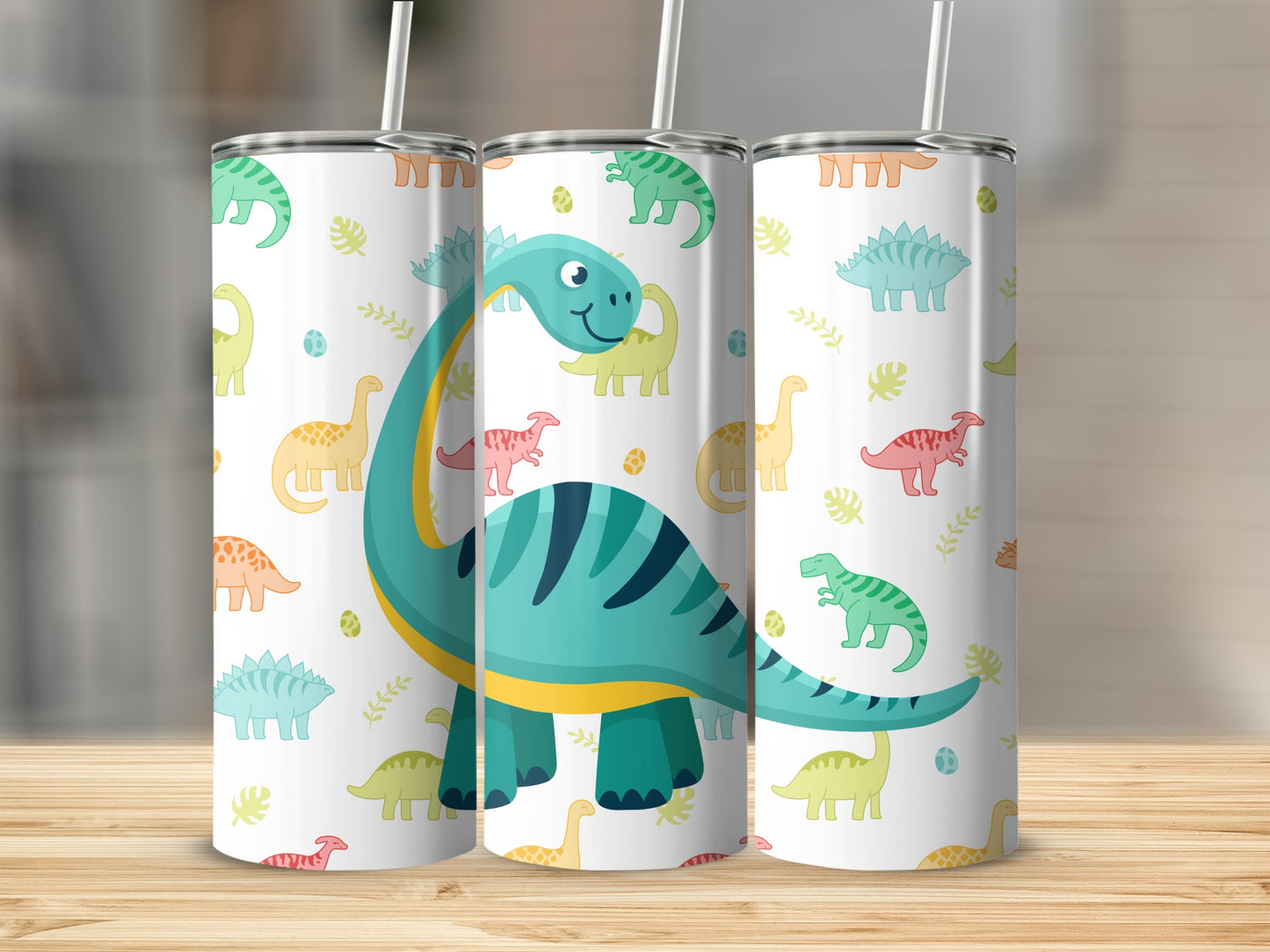 Colorful Dinosaur Patterned Tumbler Cup for Kids