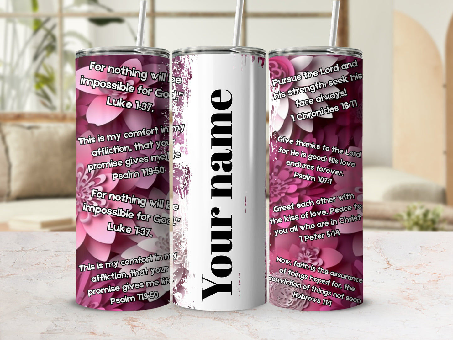Personalized Tumbler with Inspirational Bible Verses