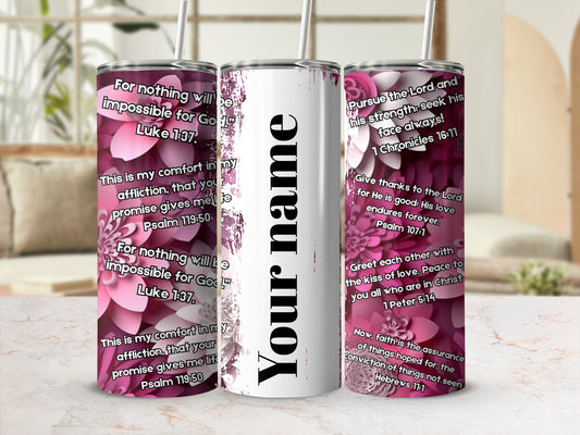 Personalized Tumbler with Inspirational Bible Verses