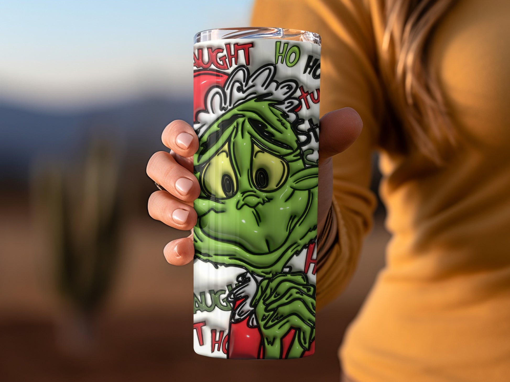 Festive Green Character Holiday Travel Cup Product