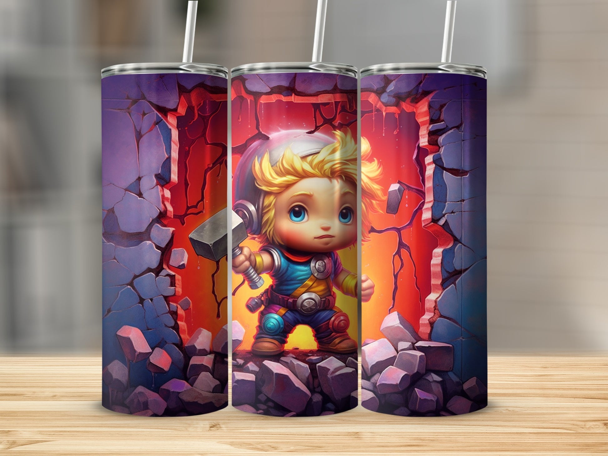 Cute Cartoon Viking Warrior Design Tumbler
