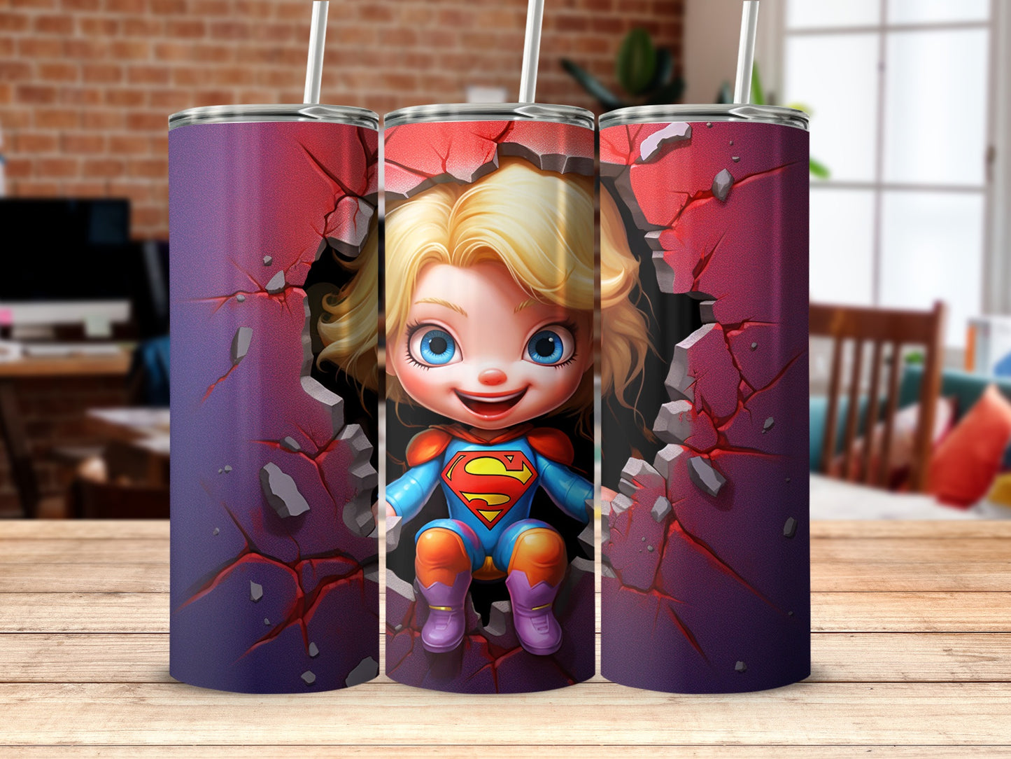 Superhero Baby Breaking Through Wall Tumbler