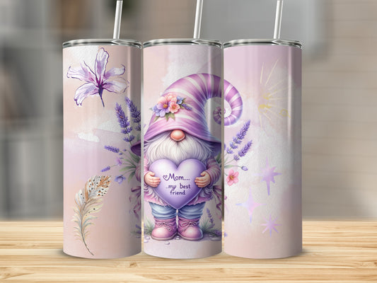 Cute Gnome Mom My Best Friend Lavender Design Tumbler