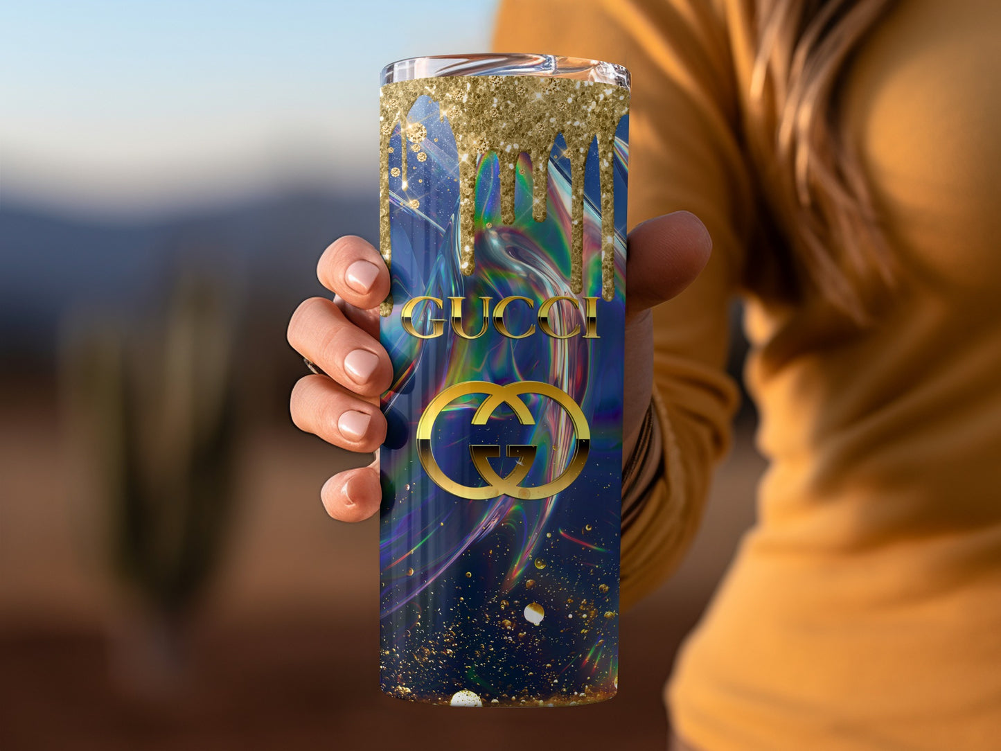 Vibrant Abstract and Gold Design Tumbler