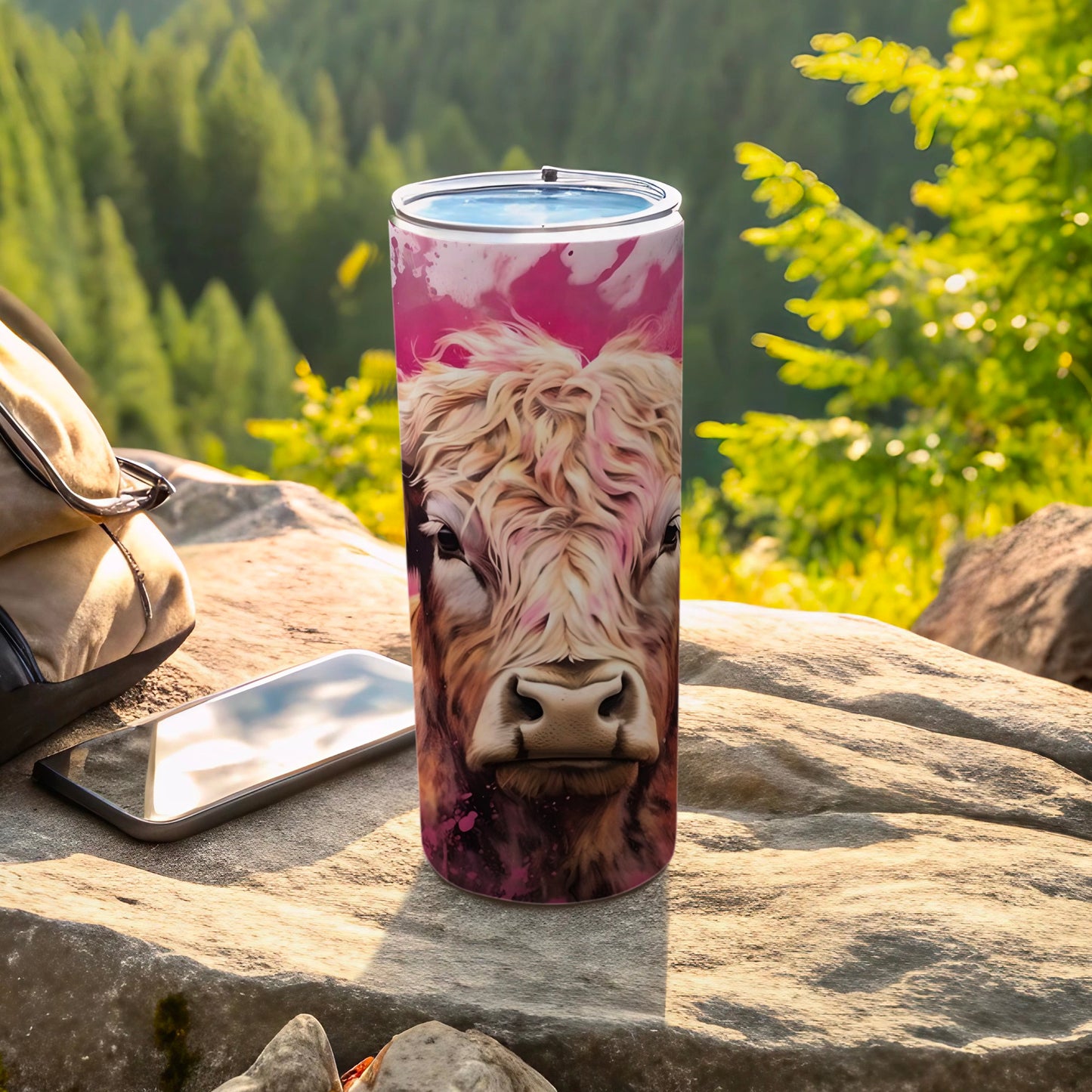 Highland Cow Art Large Insulated Travel Tumbler Cup