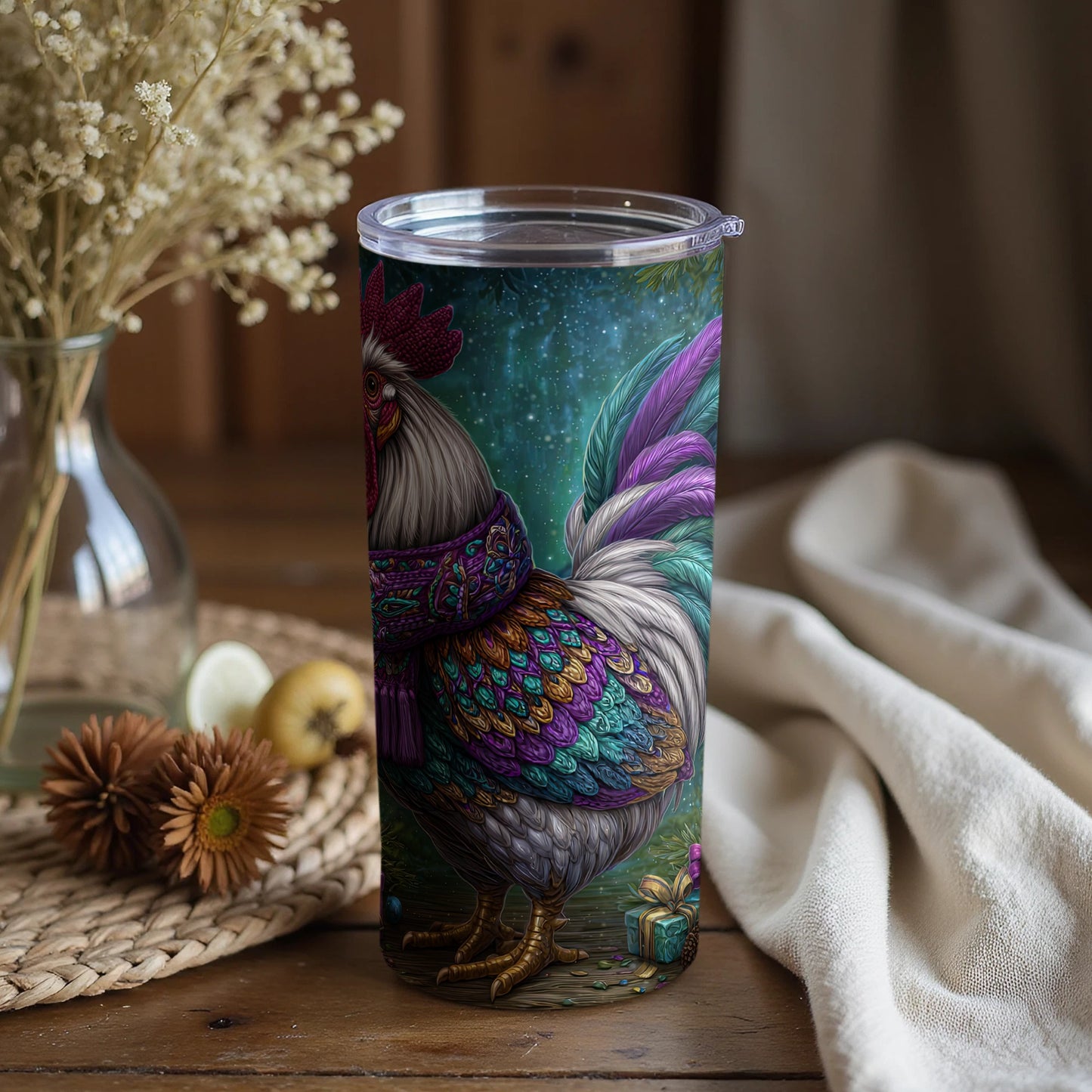 Colorful Rooster Design Tumbler For Unique Gifts