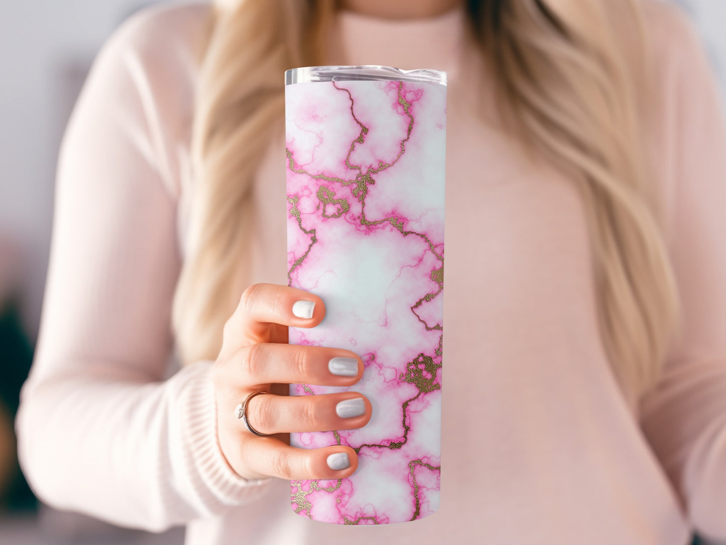 Rose Quartz Gold Veins Abstract Texture Design Tumblers