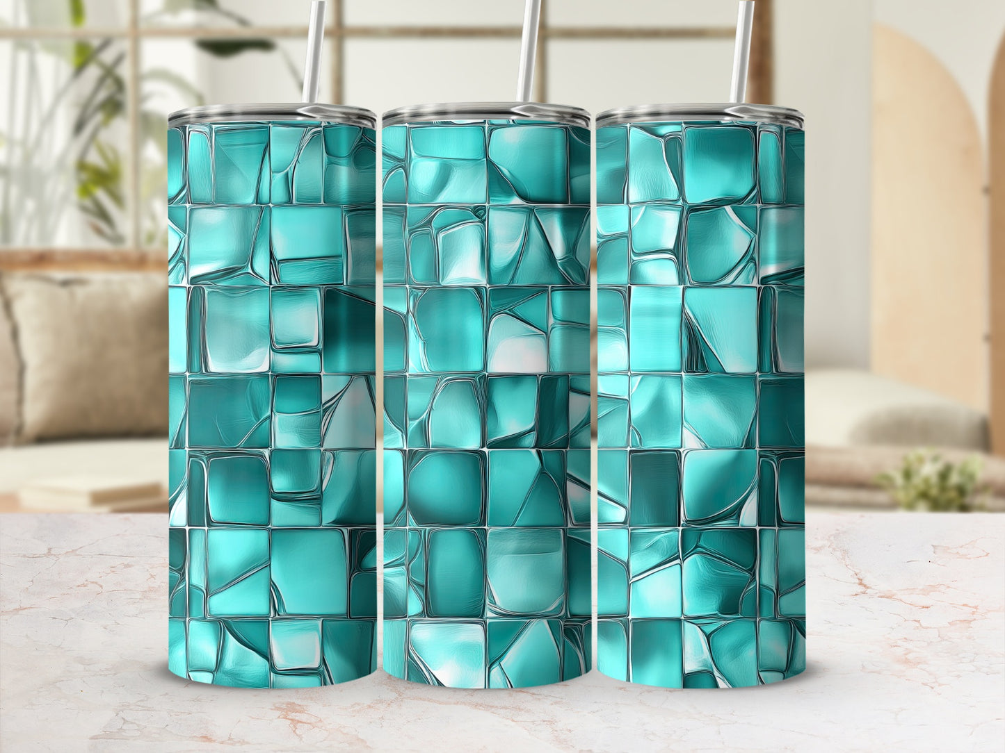 Turquoise Cubes Design Elegant Modern Look Tumblers