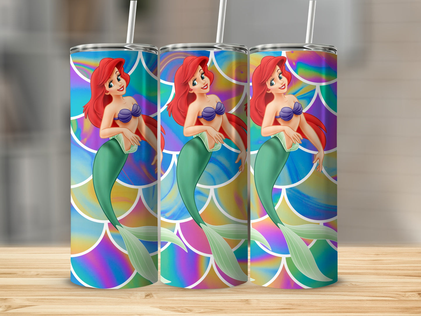 Colorful Mermaid Illustration Insulated Tumbler