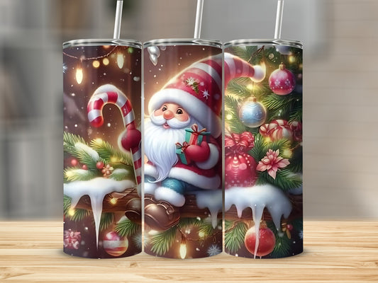 Festive Christmas Santa and Candy Cane Tumbler