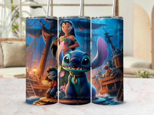 Stitch and Moana Themed Stainless Steel Tumbler