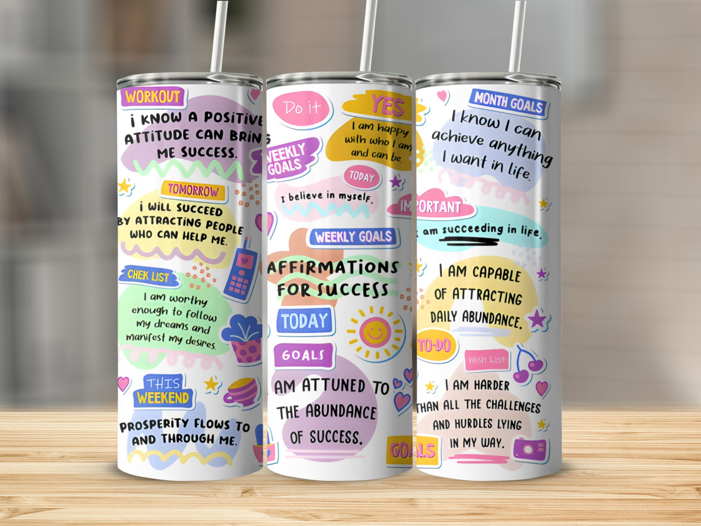 Motivational Affirmations Design on Stylish Drinkware