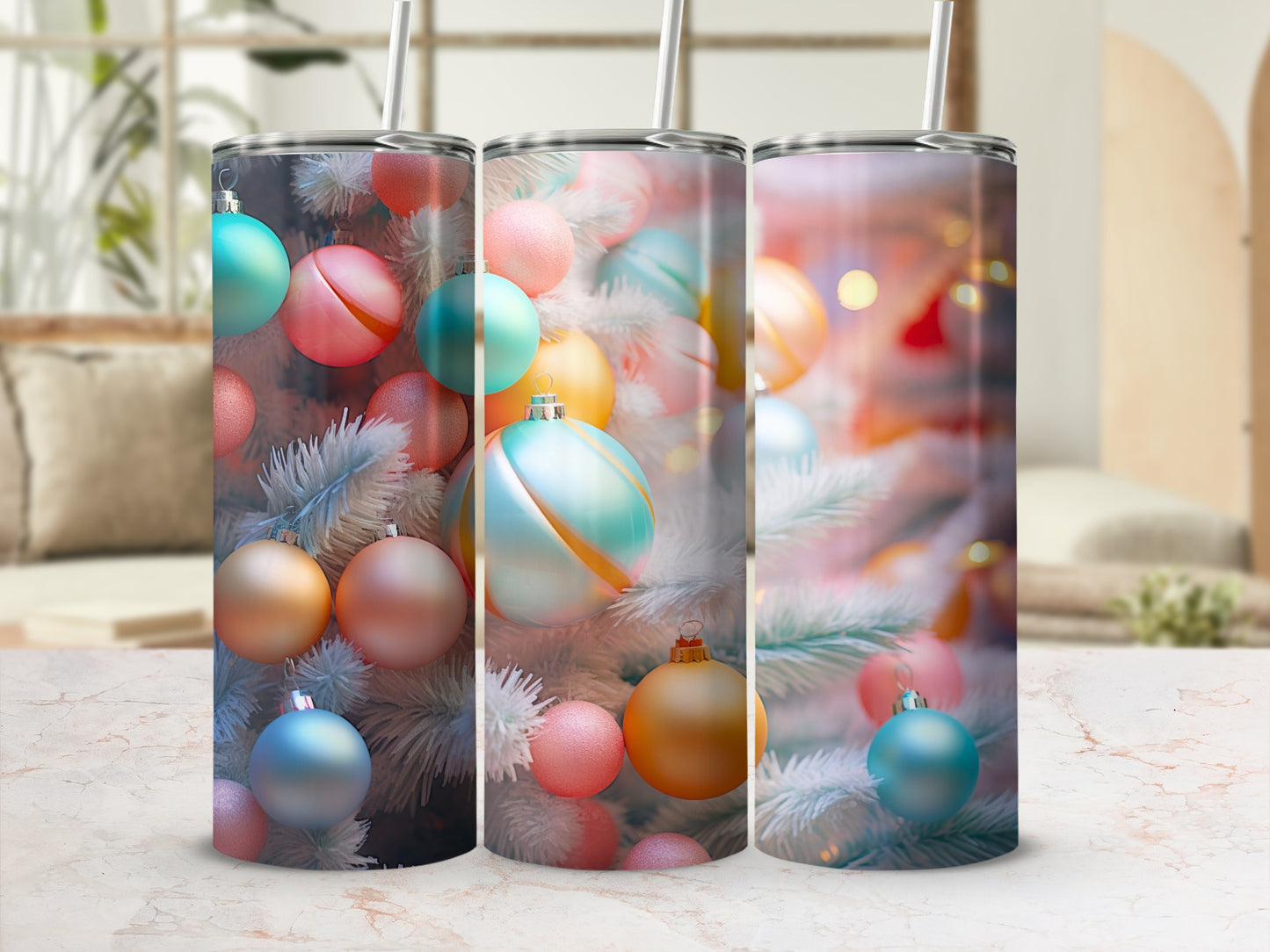 Festive Christmas Ornaments Design Insulated Tumbler