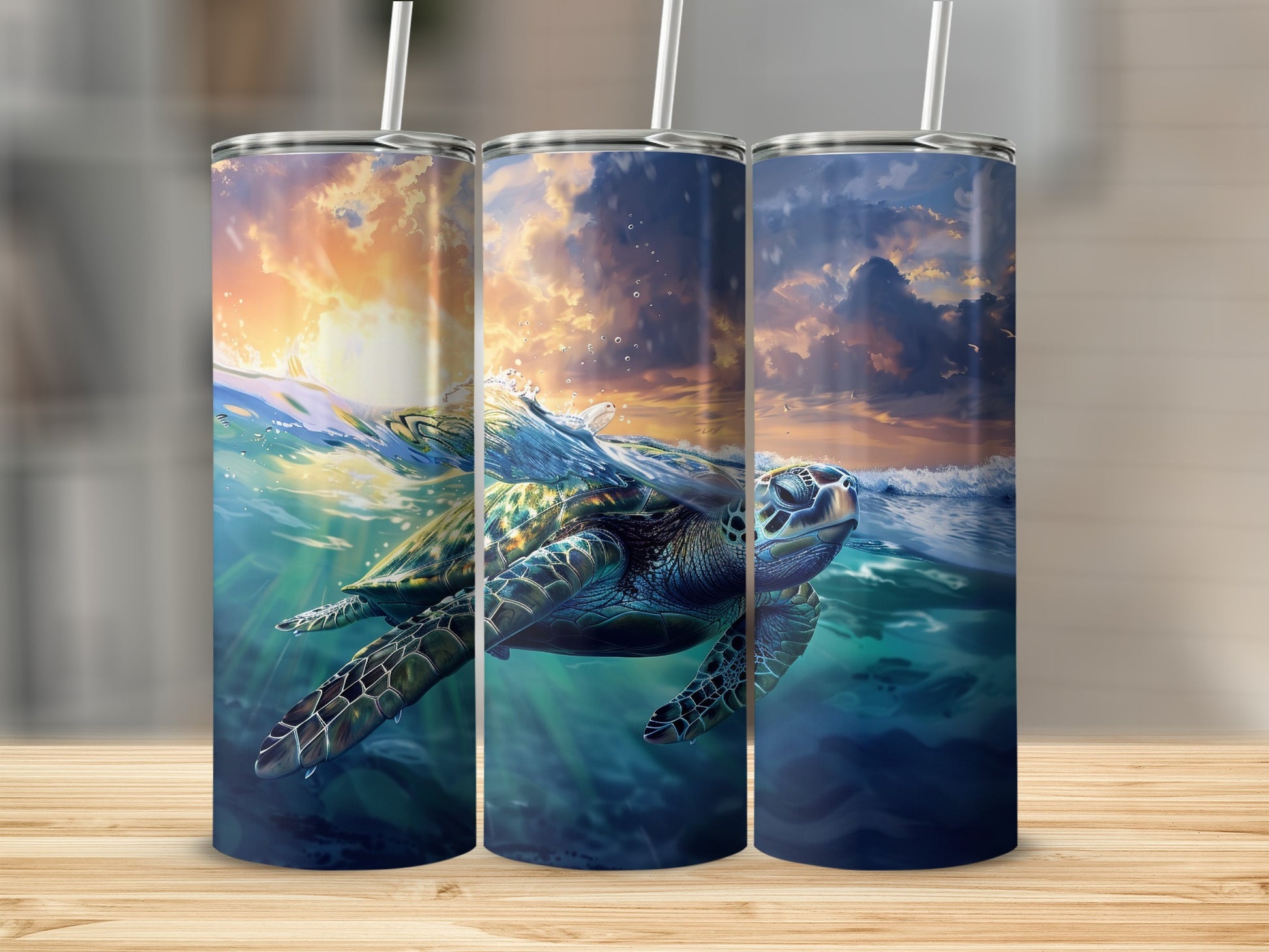 Sea Turtle Ocean Water Sunset Waves Product Tumbler product type