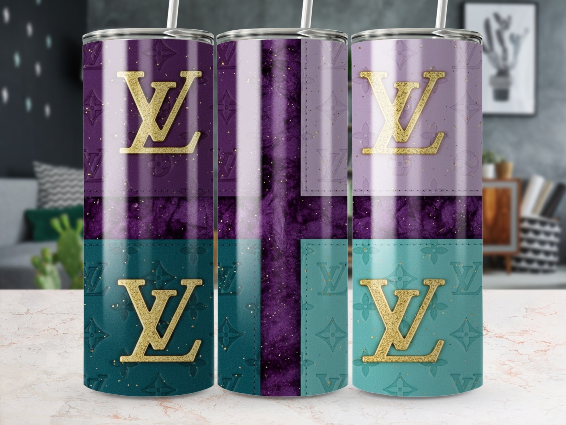 Stylish Multi-Color Marble Patterned Drinkware Tumbler