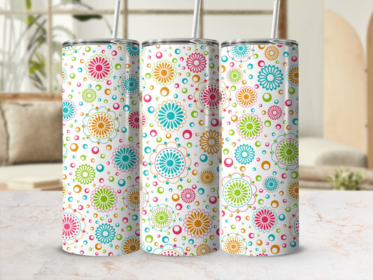 Colorful Flower Patterned Insulated Tumbler Set