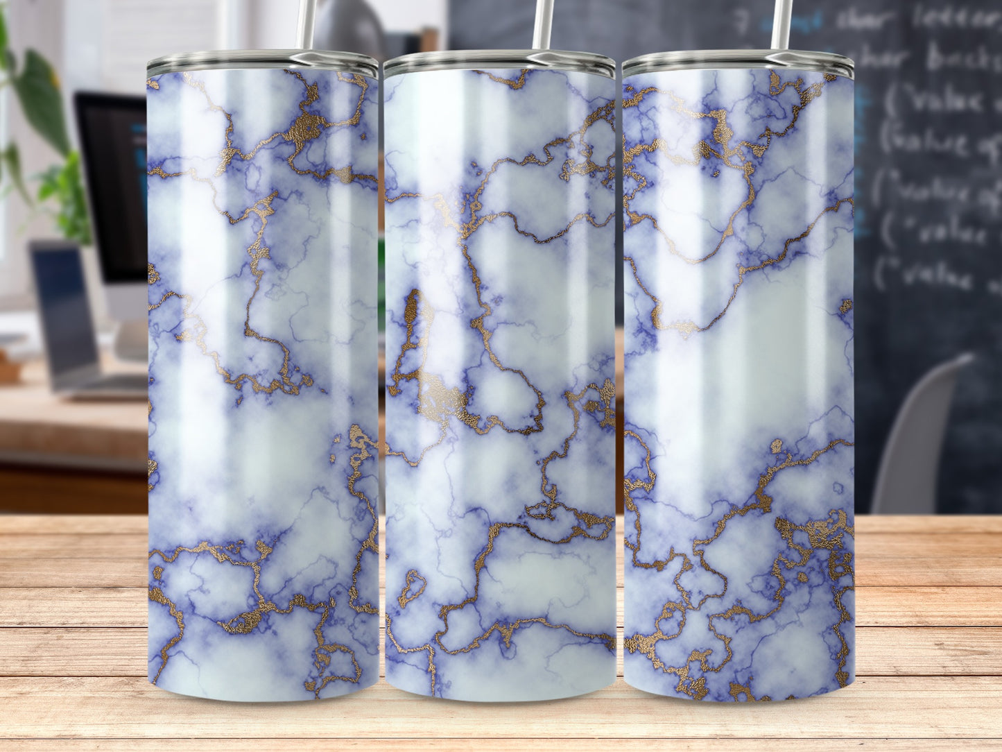 White Blue Gold Marble Pattern Tumbler product type