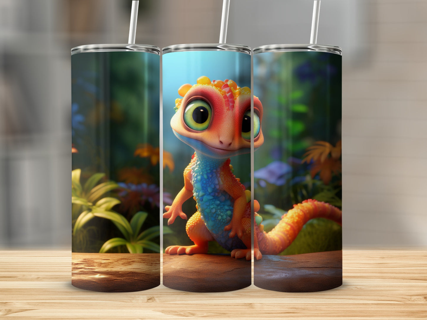 Charming Gecko Art Stainless Steel Beverage Tumbler